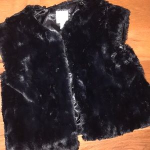 Girls black fur vest